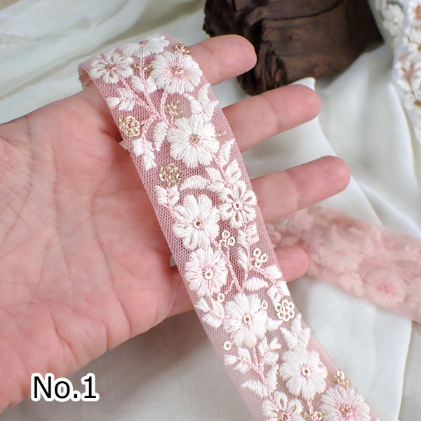 インド刺繍リボン インドリボン 仕入れ 中幅 No.838 幅35ｍｍ 50ｃｍ売り 商用利用可｜ishino-kura｜02