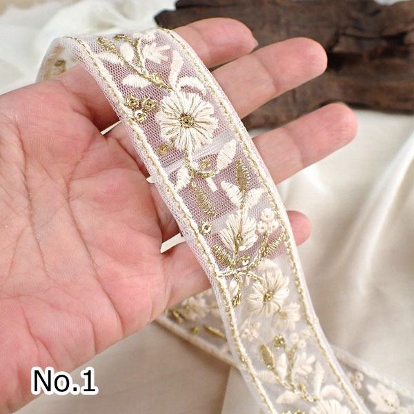 インド刺繍リボン インドリボン ブレード チロリアンテープ 仕入れ No.881 幅30ｍｍ 50ｃｍ売り 商用利用可 | 石の蔵 | 01