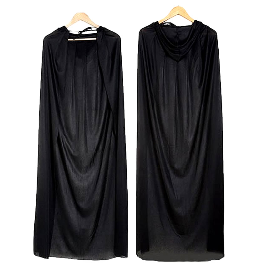 黒マント ハロウィン 魔道師の黒マント フード付き 約140cm ロング