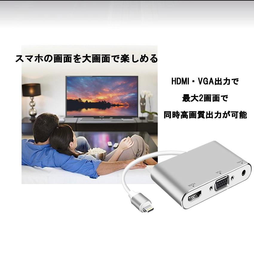 5個セット 2画面出力 HDMI/VGA 変換 アダプタ HDMI iPhone iPad ipod 対応 ケーブル 高解像度 高画質 iOS10.0対応 持ち運び THCORE｜ishino7｜02