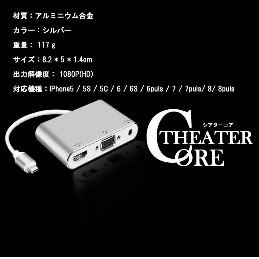 5個セット 2画面出力 HDMI/VGA 変換 アダプタ HDMI iPhone iPad ipod 対応 ケーブル 高解像度 高画質 iOS10.0対応 持ち運び THCORE｜ishino7｜06