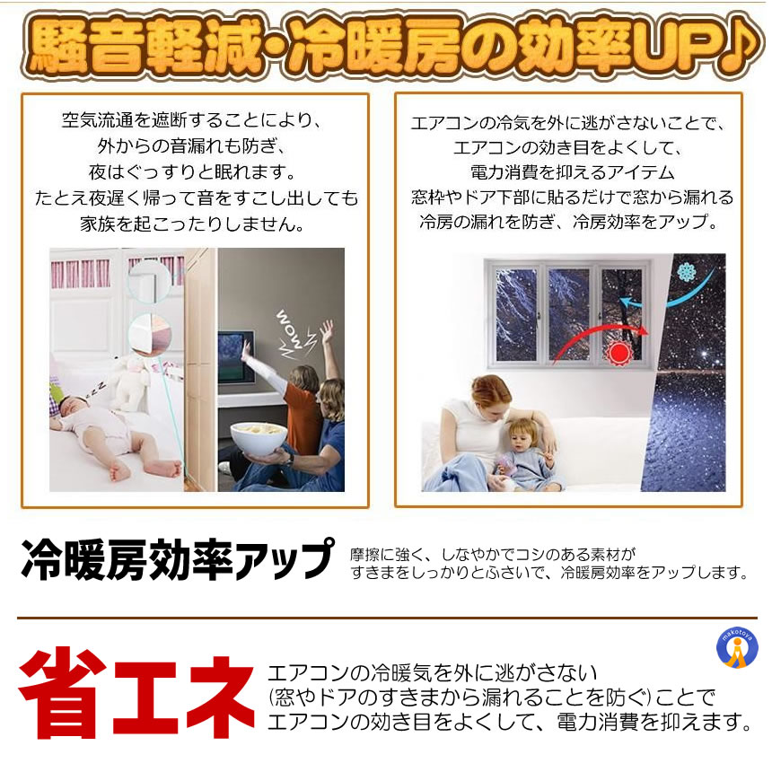 隙間テープ 半透明 6m ドア 窓 すきま 防止 暑さ 寒さ 防音 風防止