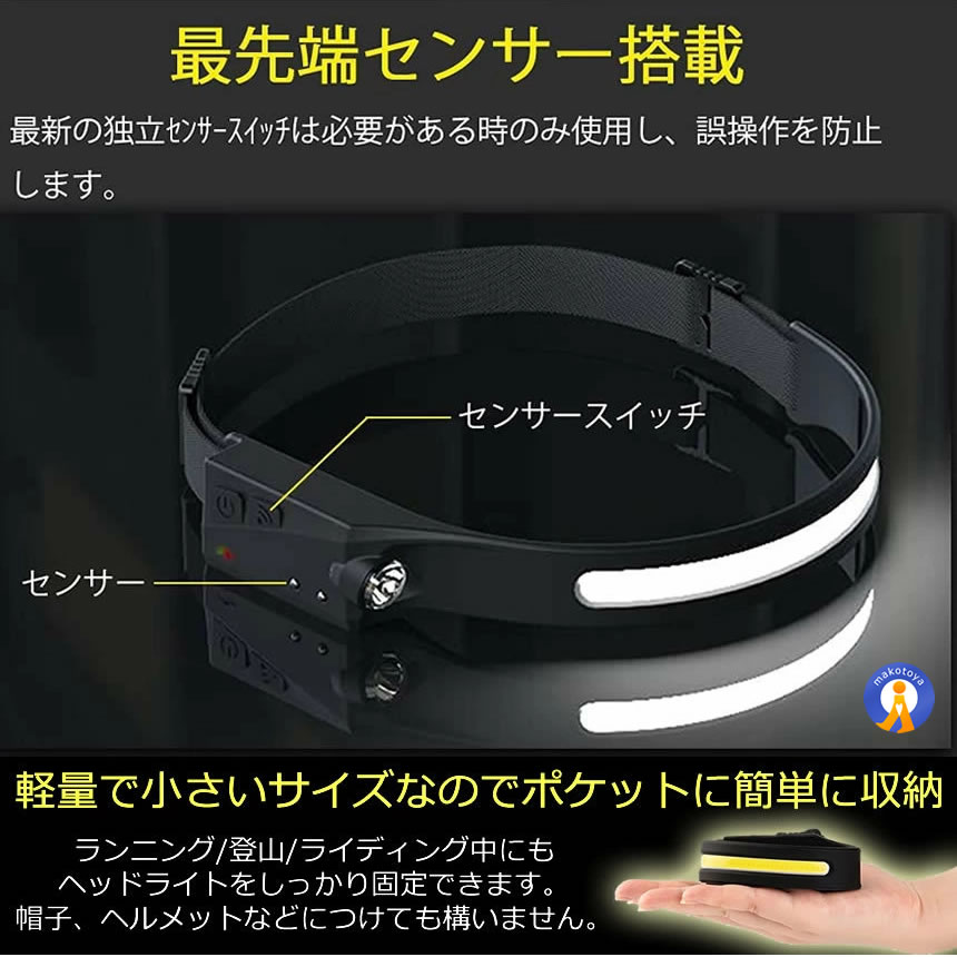 2個セット 超軽量LEDヘッドライト 懐中電灯 充電式 センサー機能 充電式 夜釣り 停電 キャンプ ソロキャンプ 災害 2個セット 超軽量LEDヘッドライト 懐中電灯 充電式 センサー機能 充電式 夜釣り 停電 キャンプ ソロキャンプ 災害