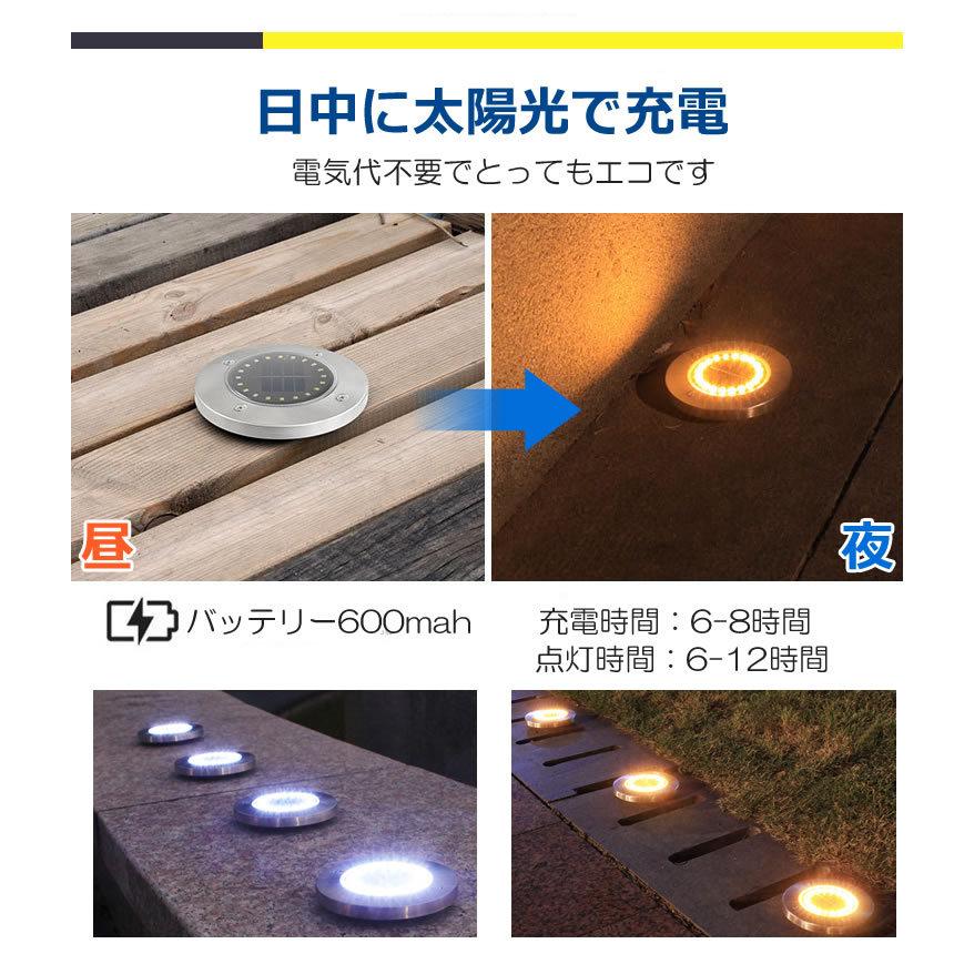 5セット 埋め込み式 ソーラーガーデンライト 電球色 昼白色 20LED 埋め込み 置き型 屋外 防水 4-DEMEKO｜ishino7｜06