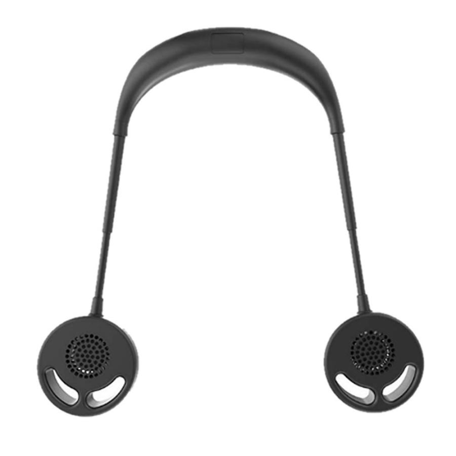 ネックファン ブラック 小型 軽量 充電式 風量調節 首掛け扇風機