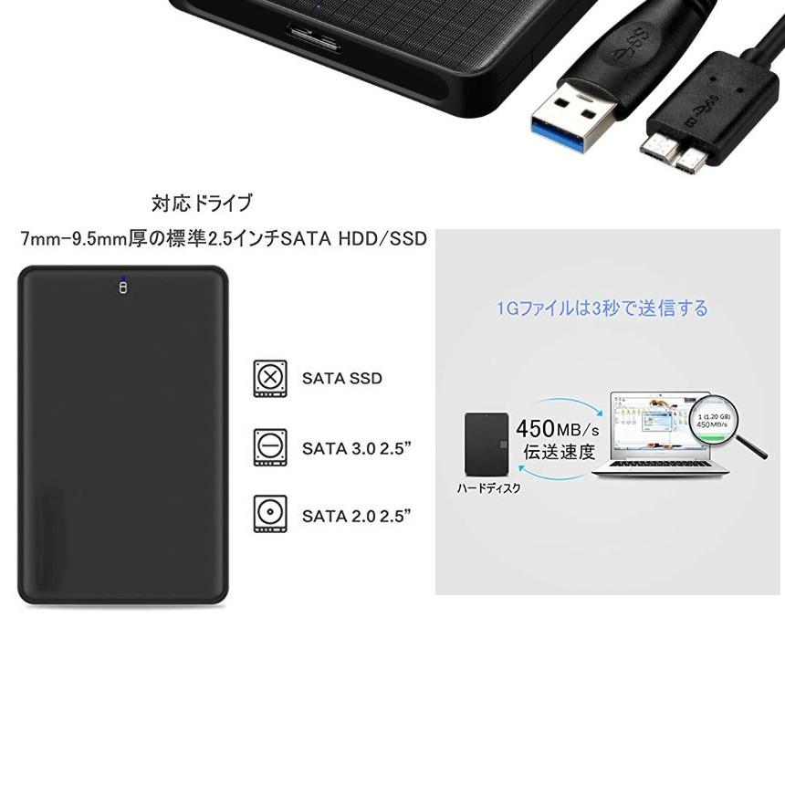 2個セット USB3.0 2.5インチ HDD SSD ケース ハードディスクケース SATA接続 ドライブケース 高速データ運送 SATAKE｜ishino7｜05
