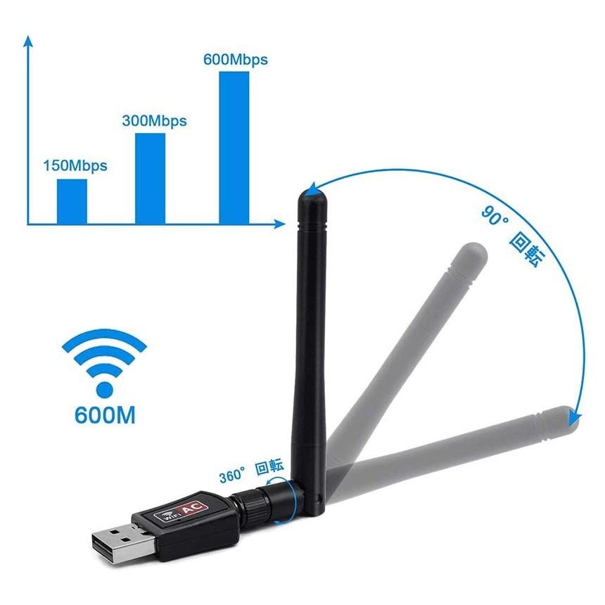 無線LAN 子機 親機 600Mbs WiFiアダプター USB 2.4G ハイパワー 高速