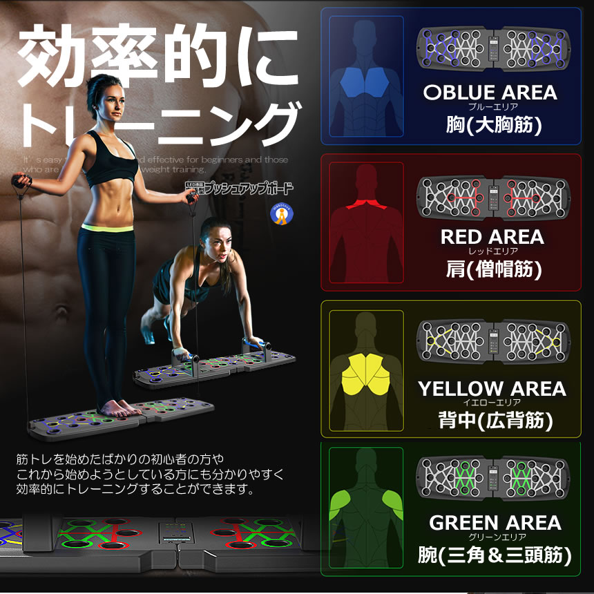 2個セット プッシュアップボード カウント液晶プッシュアップバー 筋