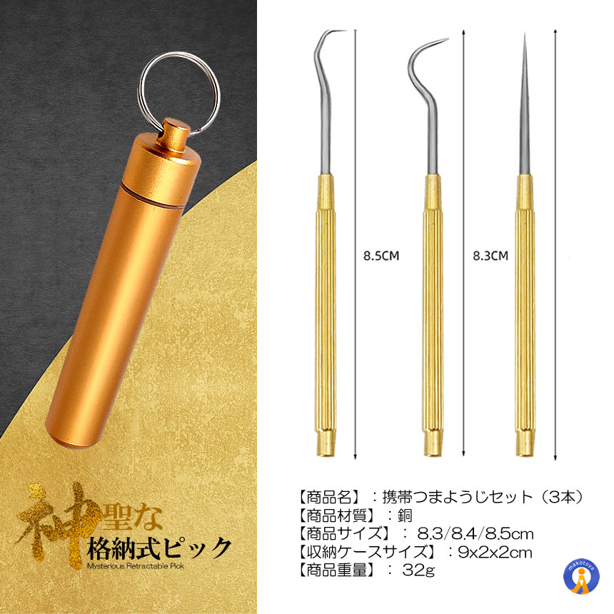 格納式 ピック セット ステンレス 爪楊枝 ケース 3種類