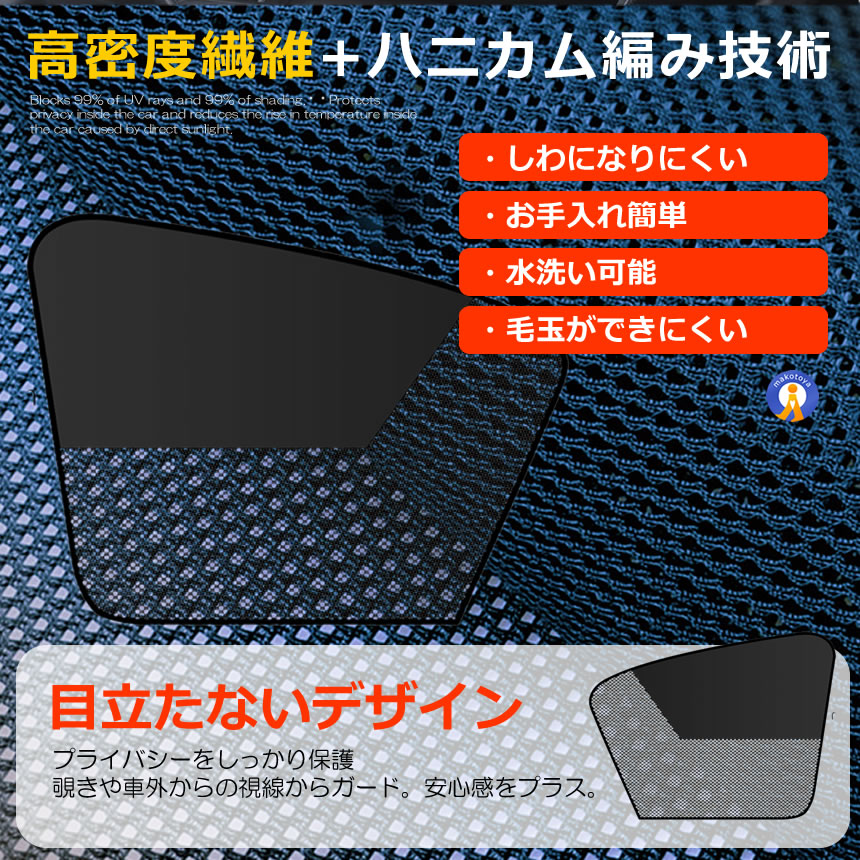 車サンシェード 窓用 左右セット ×2セット(4枚) マグネット 磁石タイプ