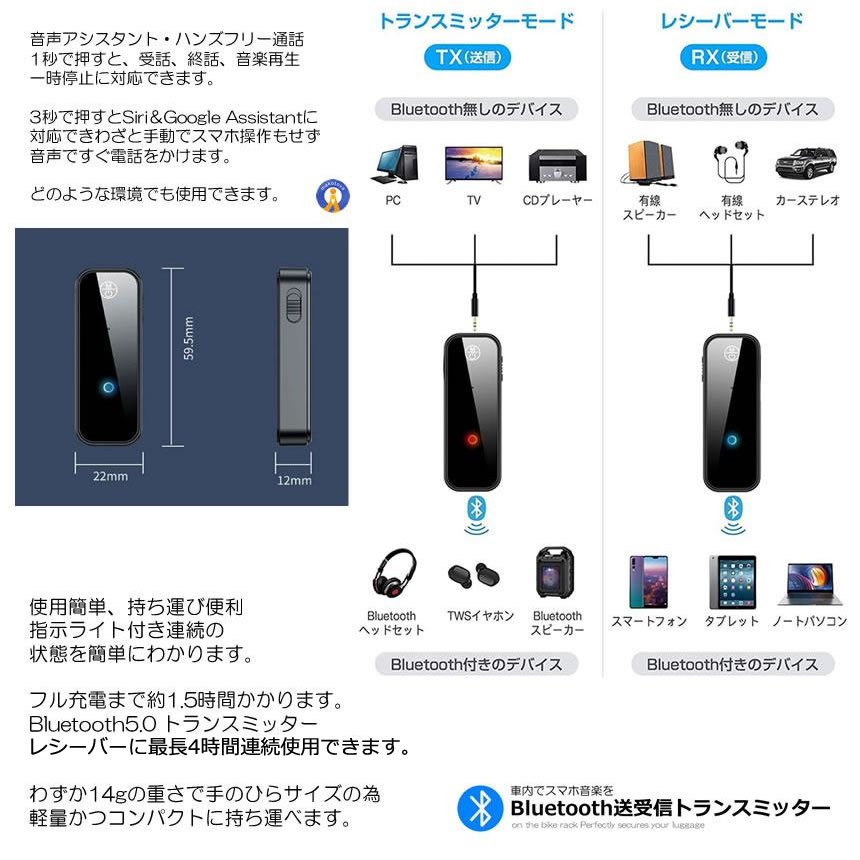 2個セット Bluetooth トランスミッタ...の詳細画像4