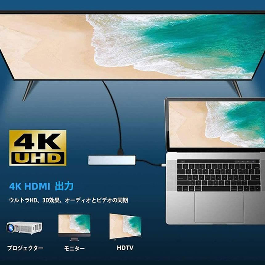 2個セット 8in1 USBハブ typeC USB ドッキングステーション LANポート HDMI SDカード microSD A1140C｜ishino7｜04
