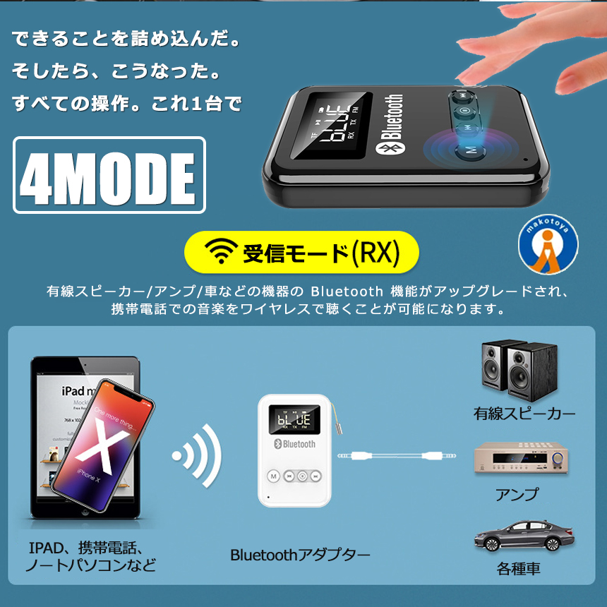 2個セット ブルートゥース トランスミッター レシーバー アダプター Bluetooth 5.0 送信機 受信機 USB ワイヤレス 車 テレビ スピーカー FMTORAN｜ishino7｜03
