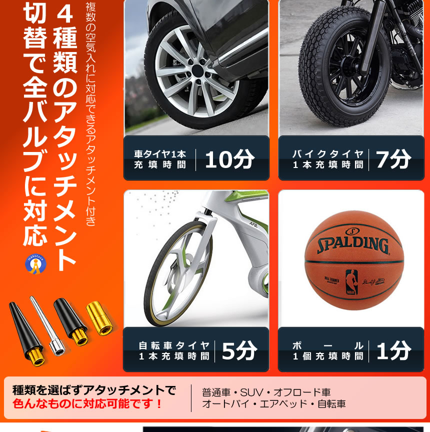空気入れ 2026 電動 ワイヤレス 150PSI 車 自転車 バイク ボール