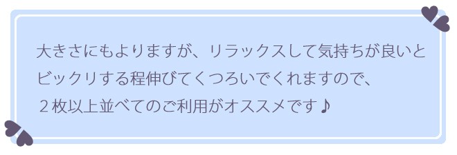 ペットはリラックスすと伸びるので２枚以上がお勧め