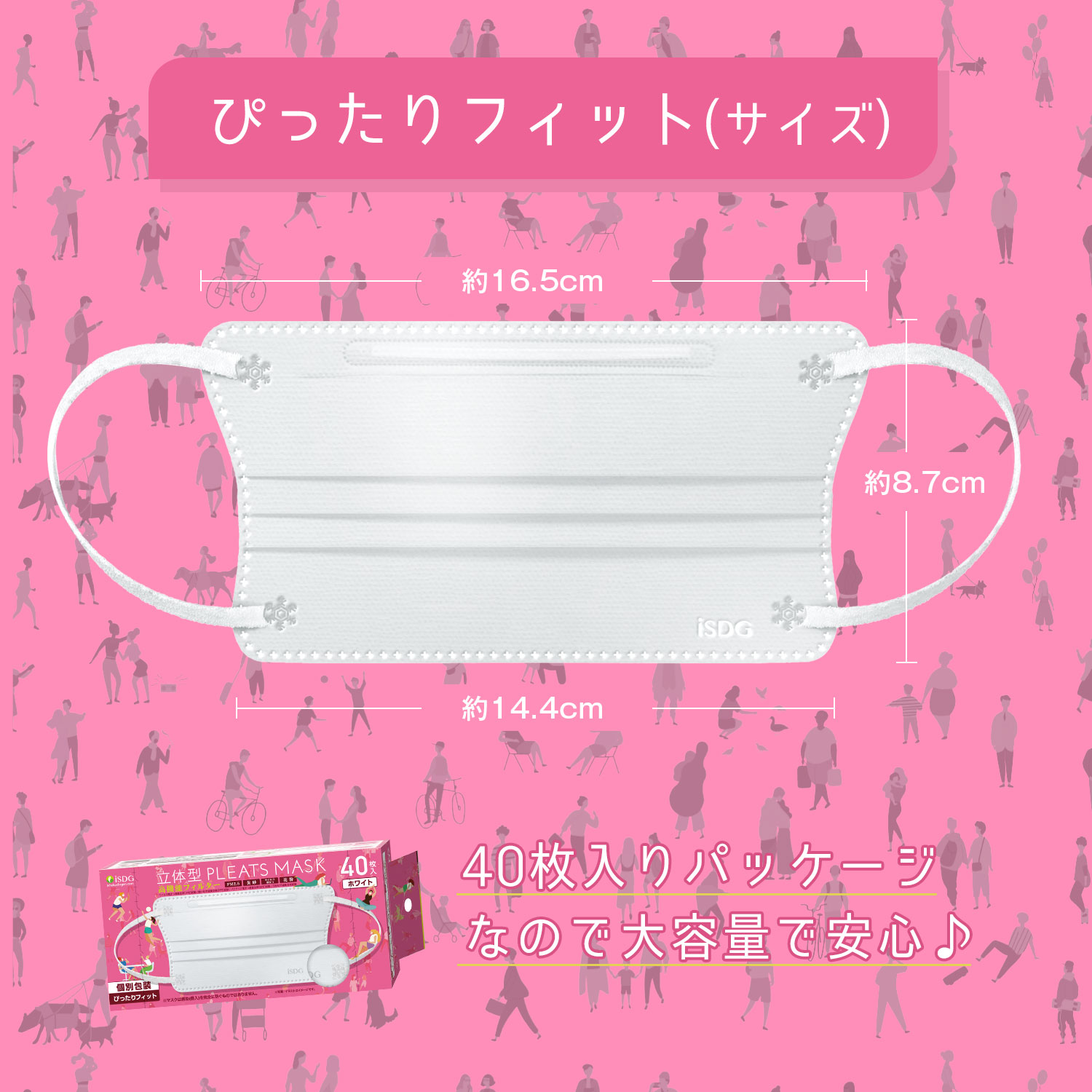 医食同源ドットコム 立体型プリーツマスク ぴったりフィット 40枚入