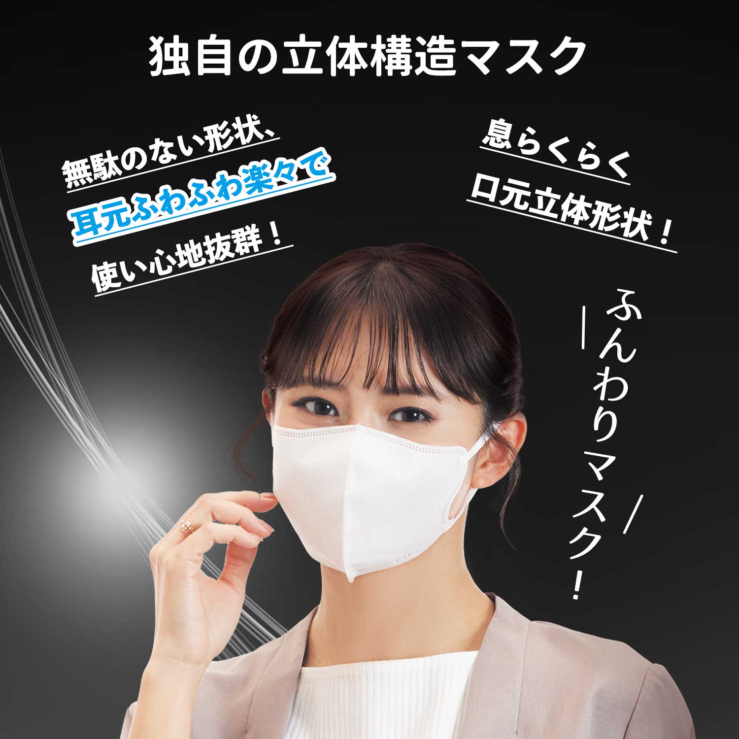 医食同源ドットコム 【50枚】FUWARAKU 立体型不織布マスク（ホワイト