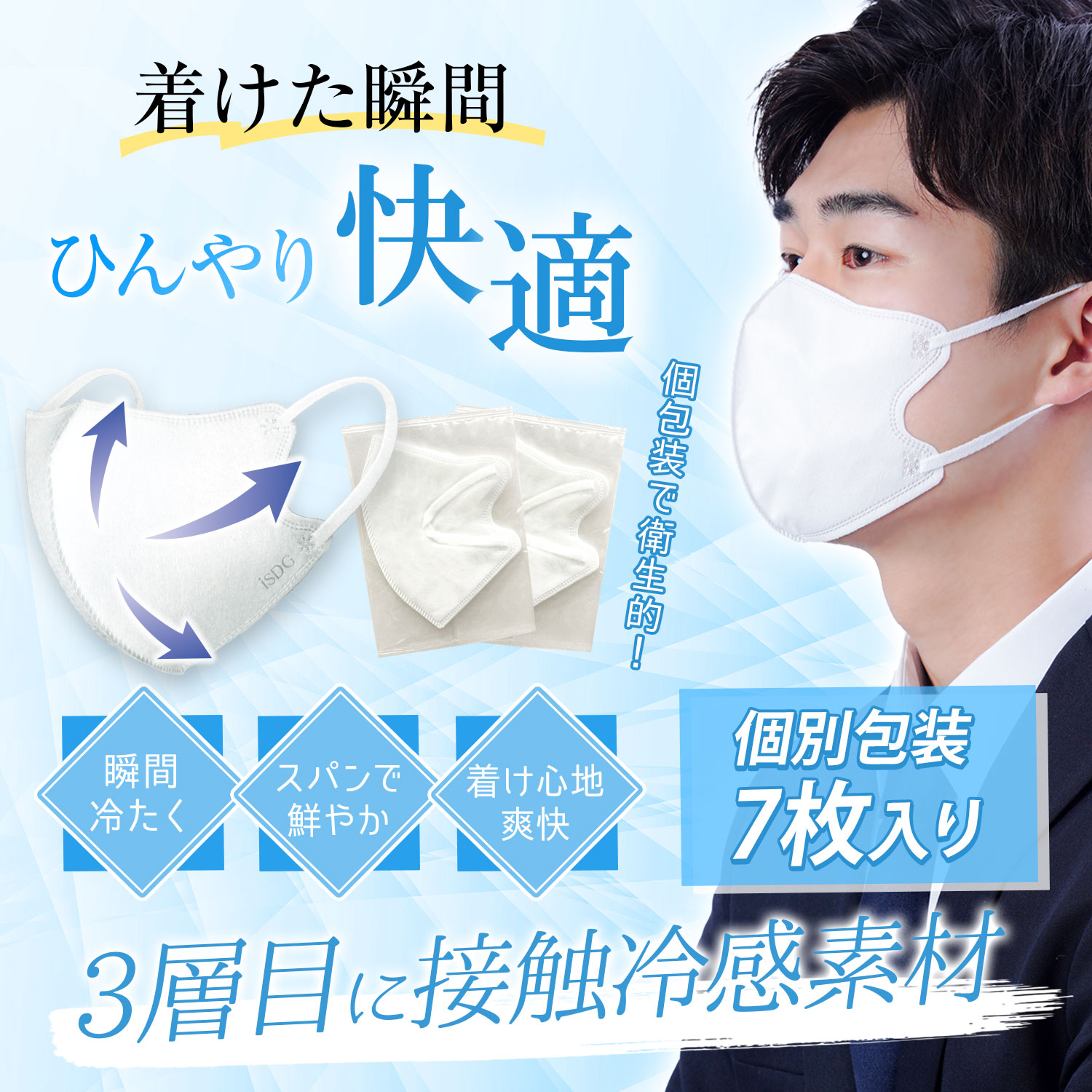 医食同源ドットコム 【 冷感タイプ 】 立体型スパンレース不織布カラー