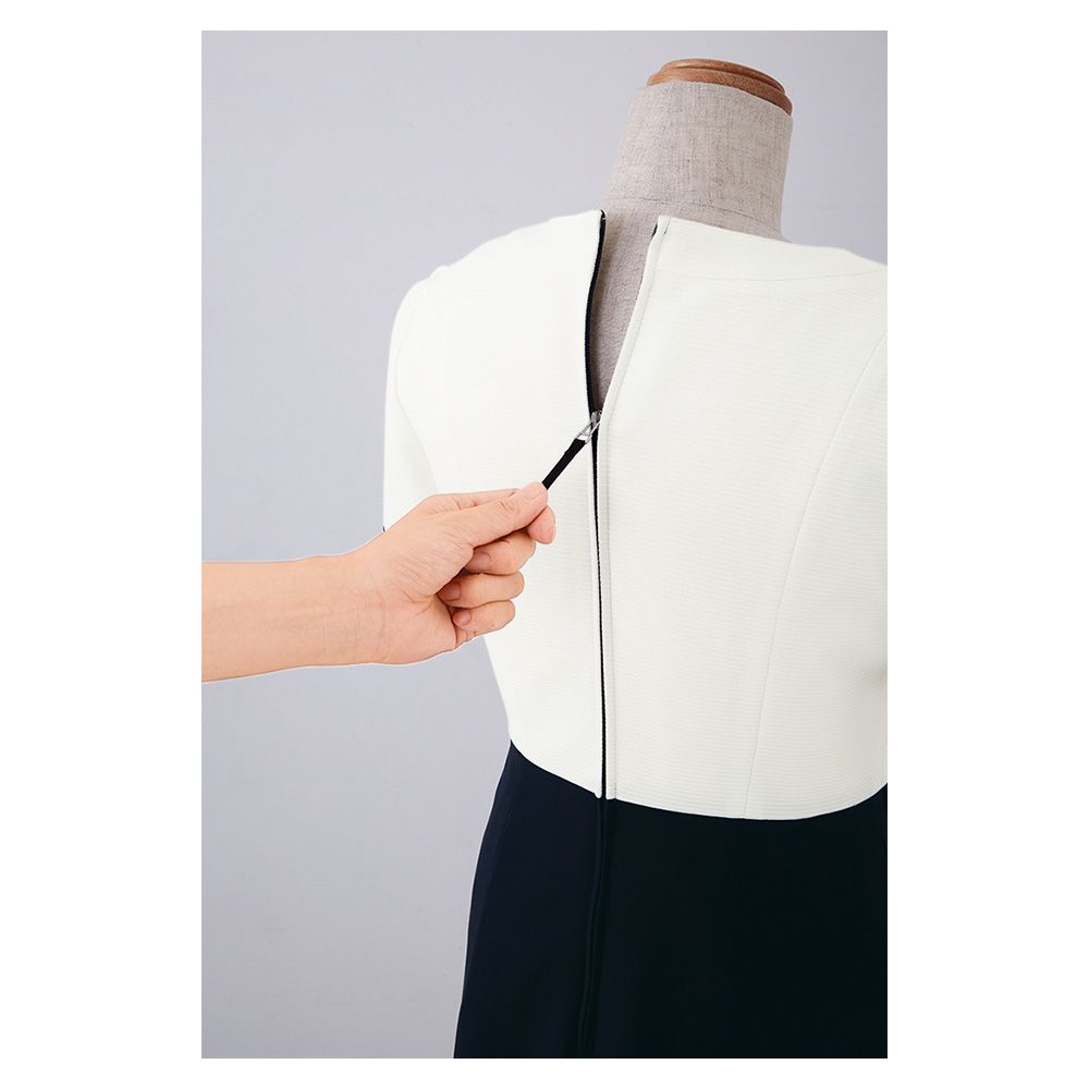 en joie アンジョア ワンピース 17号 19号 レディース ユニフォーム オフィス 制服 事務服 受付 コンパニオン かわいい クリニック joa-66552 宅配のみ_3
