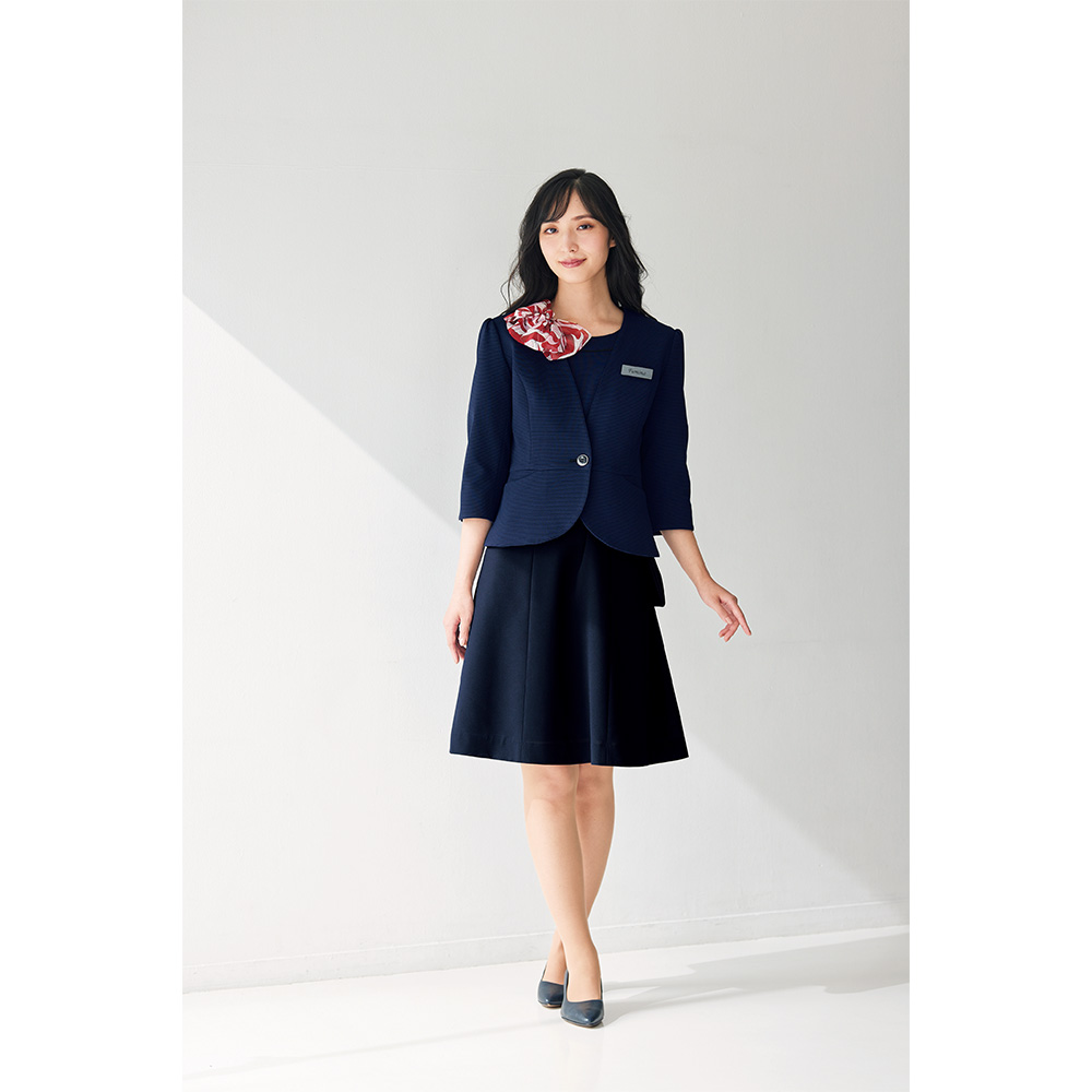 en joie アンジョア ワンピース 17号 19号 レディース ユニフォーム オフィス 制服 事務服 受付 コンパニオン かわいい クリニック joa-66552 宅配のみ_4