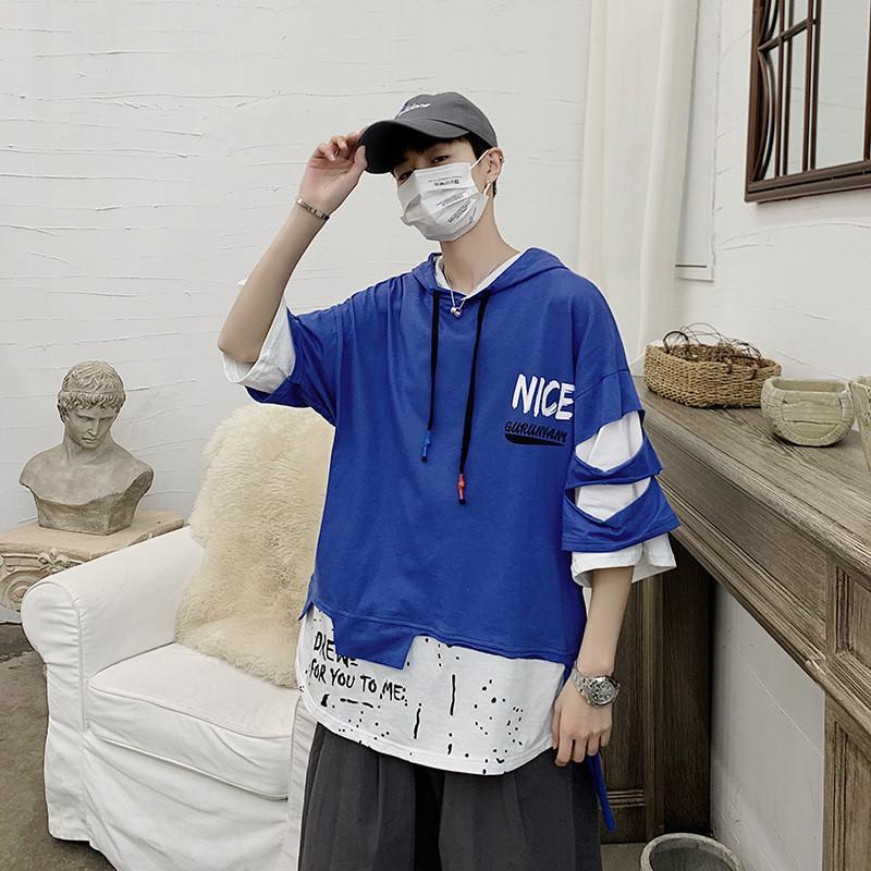 パーカー メンズ 夏用 薄手 ゆったり 半袖 Tシャツ ヒップホップ