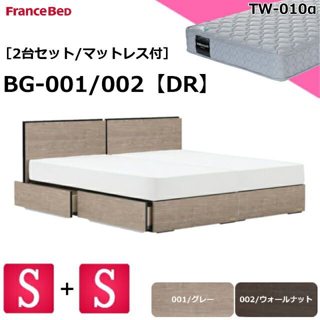 2台フランスベッド　シングルベッドフレーム フランスベッド ツインベッドセット EY-01F レッグ TW-010α(シングル2