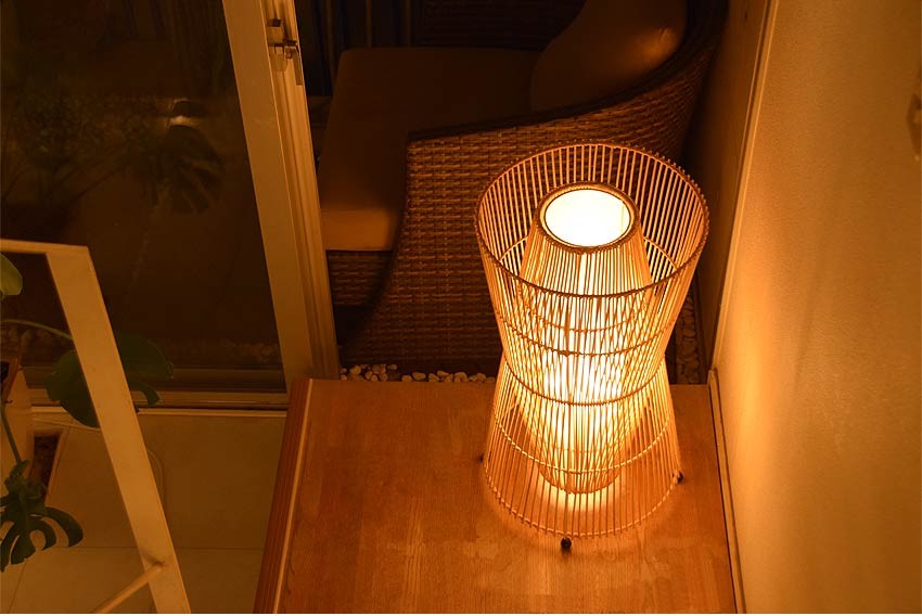 LED電球付 間接照明 おしゃれ スタンド 和モダン 和風 アジアン ラタン
