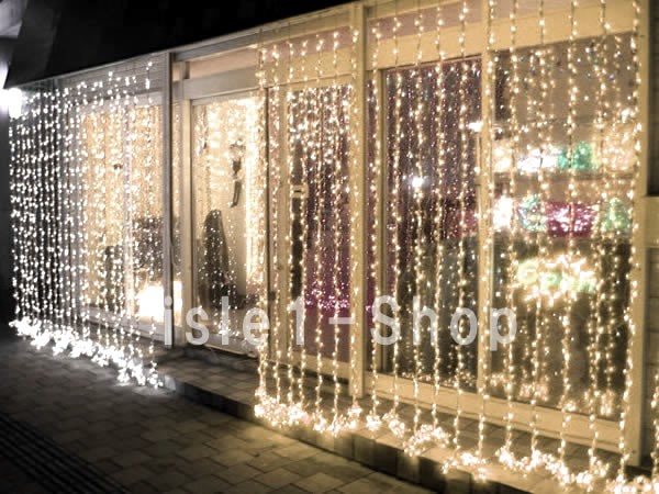 LEDナイアガラ イルミネーション400球（シャンパンゴールド） クリスマスライト　カーテンライト 電飾 流れる　電球色