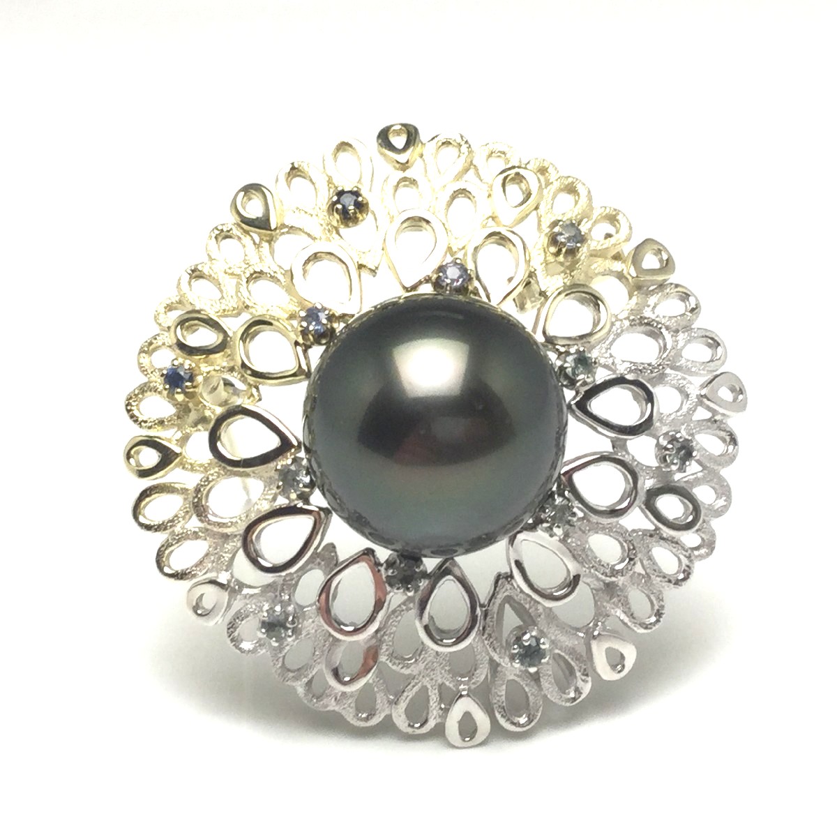 真珠 ブローチ パール 黒蝶真珠 真珠ブローチ パールブローチ 15.5mm