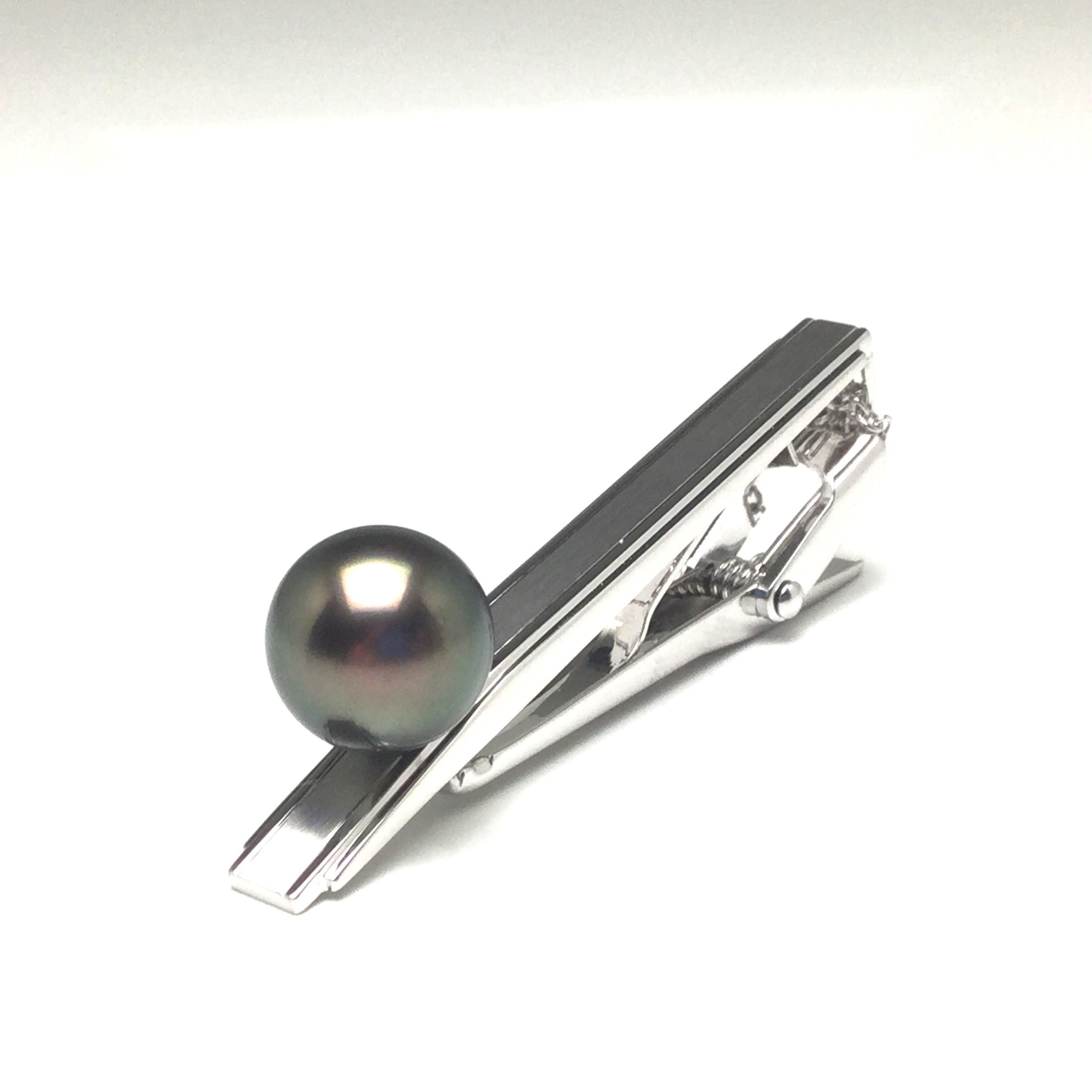 真珠 ネクタイピン パール 黒蝶真珠 10.9mm シルバー 73197