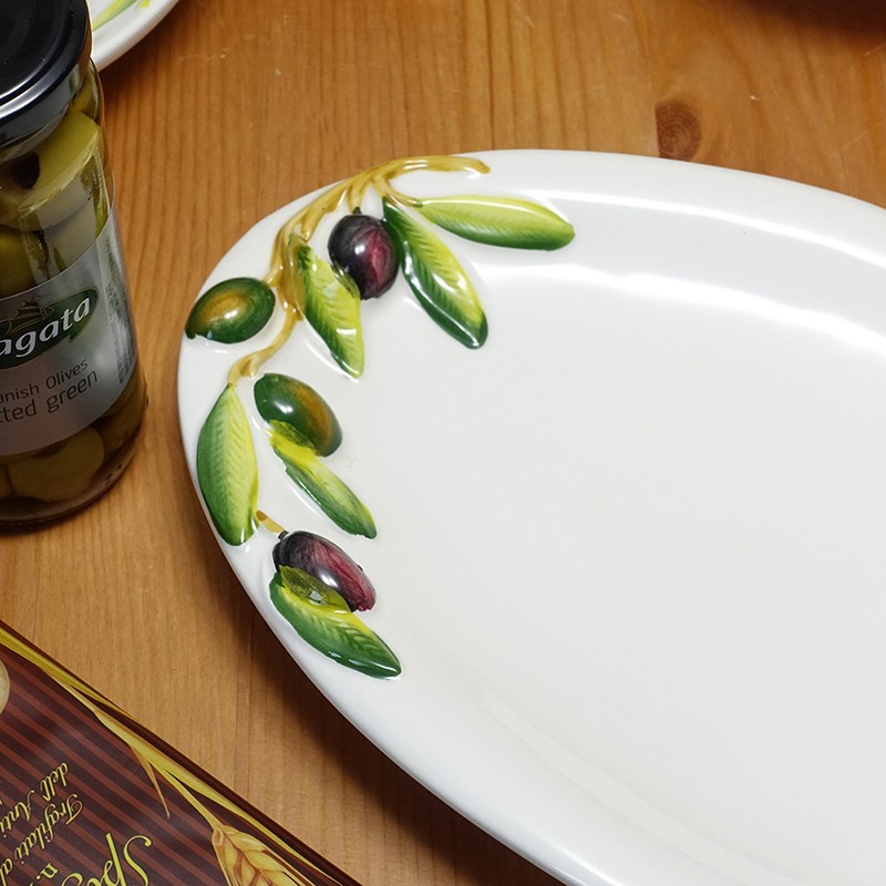 イタリア製 オーバルプレート 平皿 楕円皿 32cm オリーブ 食器