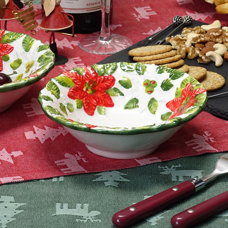 クリスマス テーブルウェア イタリア製 陶器 食器 ハンドメイド サラダ