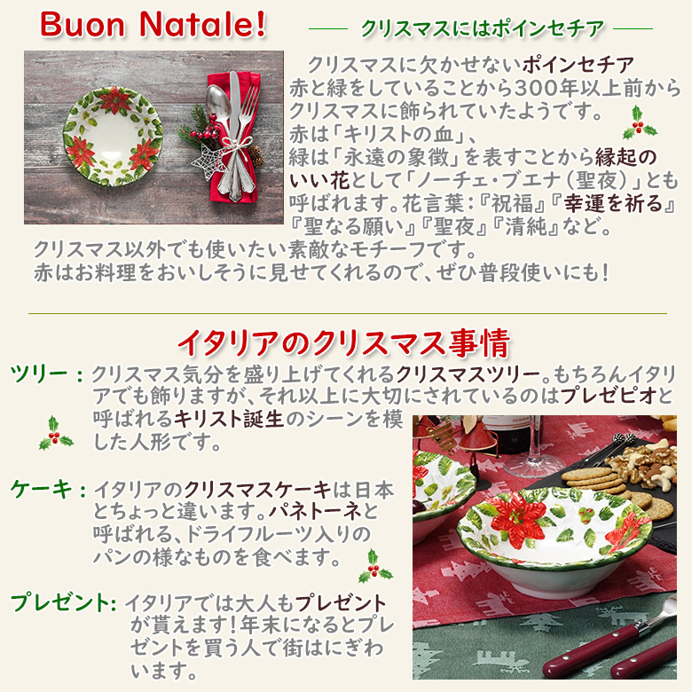 クリスマス テーブルウェア イタリア製 陶器 食器 ハンドメイド サラダ