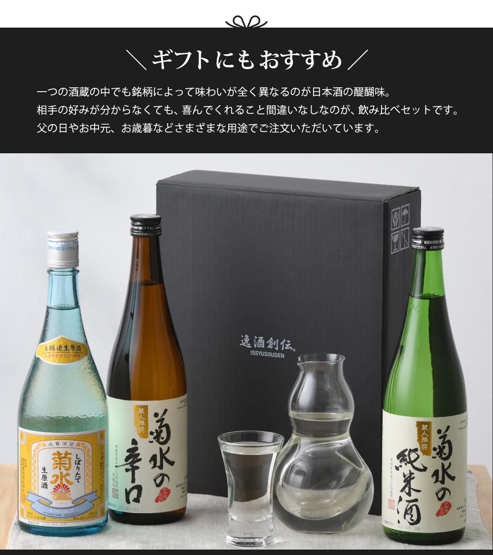 菊水 入門 飲み比べセット 720ml 3本 しぼりたて生原酒 菊水の