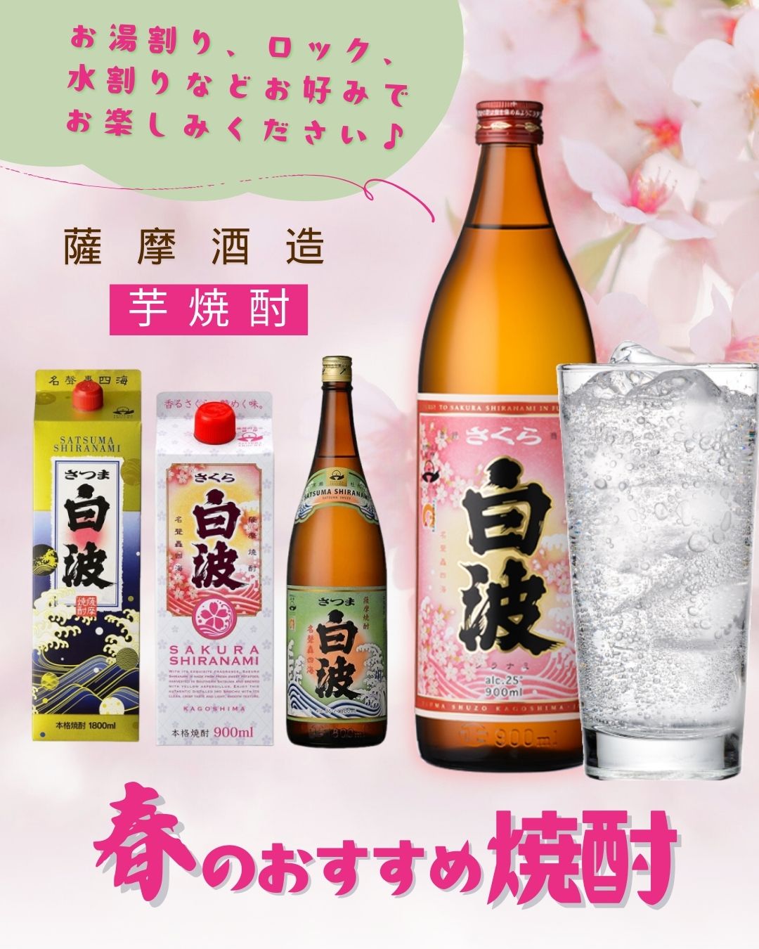 [アウトレット品]芋焼酎 25度 さくら白波スリムパック 900ml 2本 春夏のお酒 のし・ギフト対応不可 | さつま白波 | 01
