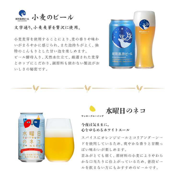 銀河高原ビール小麦のビール、ヤッホー水曜日のネコ