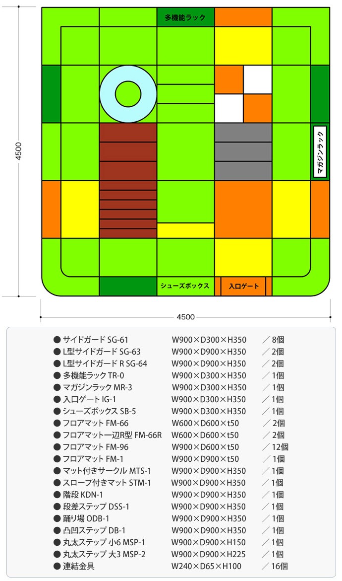 アスレチックシリーズ フルセット ／ キッズコーナー キッズルーム かわいい 大型おもちゃ クッション 遊具 キッズスペース ベビー プレイマット