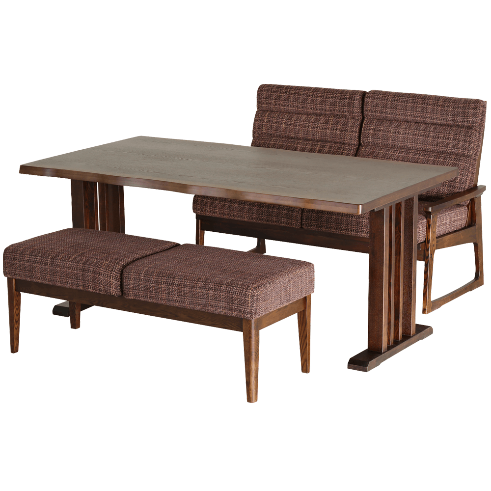 ダイニングテーブルセット 3点 4人掛け テーブル 幅165cm ベンチ タモ