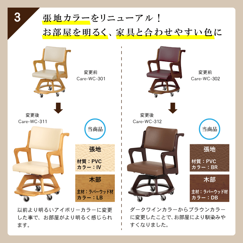 車椅子 木製 回転 肘付 キャスター付き ストッパー 高齢者椅子 介護椅子 車イス 座面高44 介助 木製 敬老の日 母の日 父の日 完成品  Care-311-WC こまわりくん