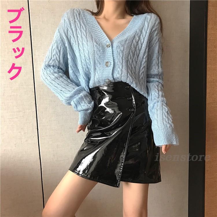 秋冬 レザースカート ミニ丈 Aラインスカート レディース PU革