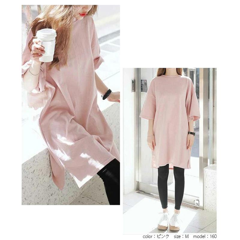 チュニック シャツワンピース ロングシャツ レディース tシャツ