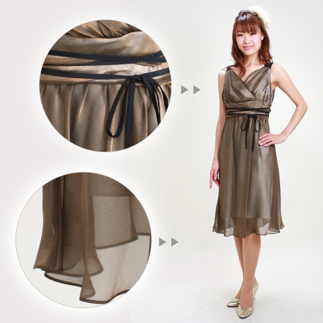 フォーマル レディース レンタル 結婚式 服装 7号-9号 ブラウン