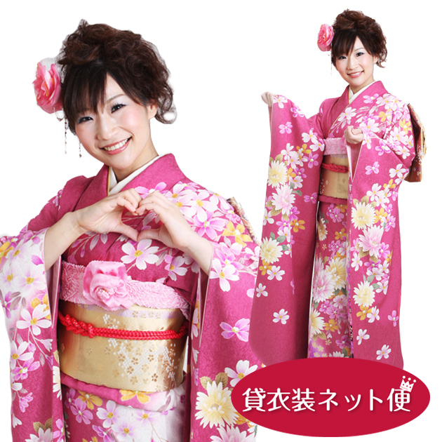 振袖レンタル 成人式 成人式着物 1月 振袖 レンタル レンタル振袖 ピンク 花 四季花づくし NT-224-sei 送料無料