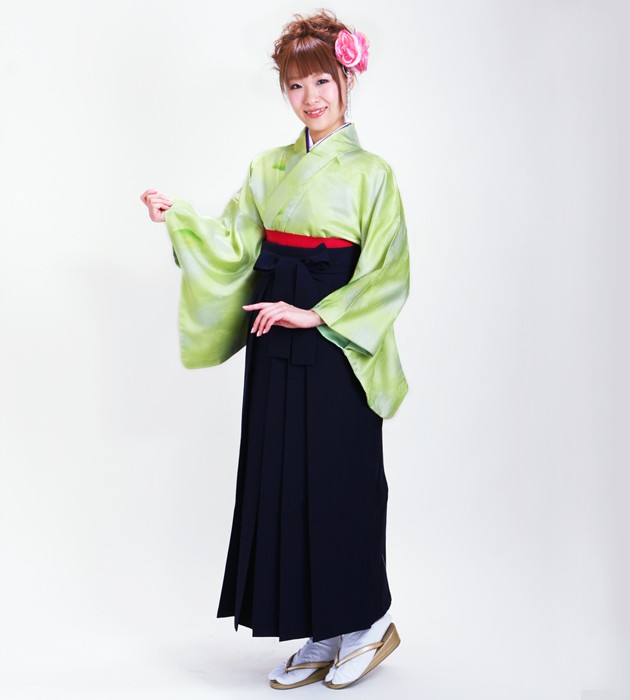 教員 卒業式 袴 レンタル 袴セット レディース 着物レンタル 黄緑色