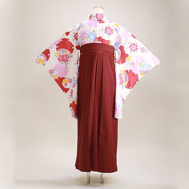 袴 小学校卒業式 袴セット はかま レンタル 女子 白色 雪輪に花 NT-307