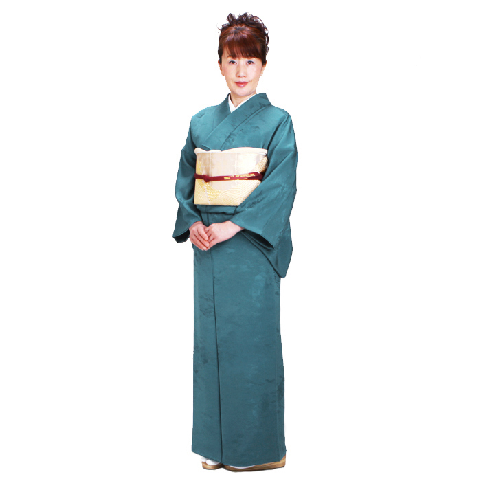 色無地 レンタル 袷 10月〜5月向け 正絹 一ツ紋 深ブルー 着物 入学式