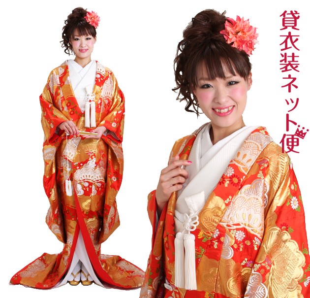 色打掛 レンタル フルセット 赤色 36 色打掛 紋付袴レンタル 打掛 レンタル 色打掛レンタル 貸衣装 リモ婚 安い 格安 往復送料無料