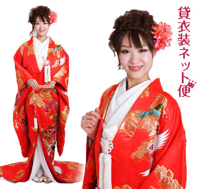 色打掛 レンタル フルセット 赤色 701 色打掛 紋付袴レンタル 打掛 レンタル 色打掛レンタル 貸衣装 リモ婚 安い 格安 往復送料無料