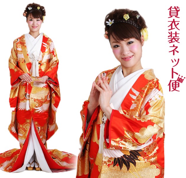 色打掛 レンタル フルセット 朱色 239 色打掛 紋付袴レンタル 打掛 レンタル 色打掛レンタル 貸衣装 リモ婚 安い 格安 往復送料無料