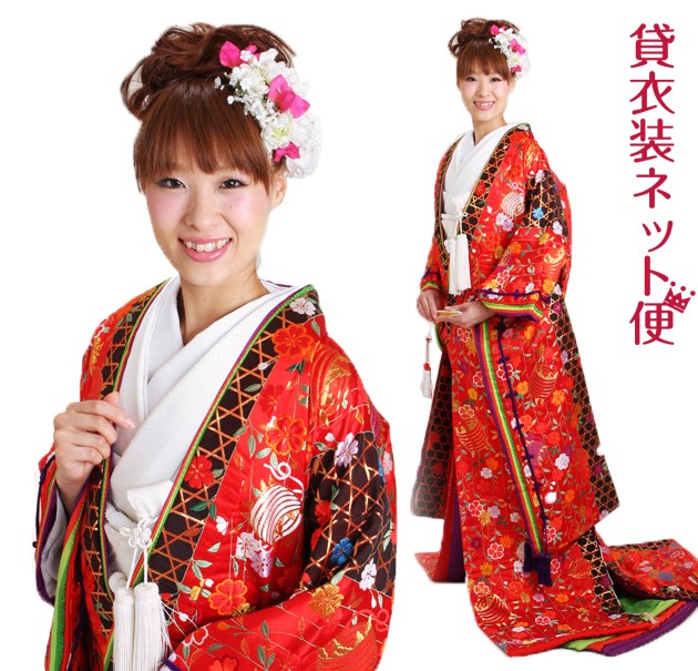 色打掛 レンタル フルセット 赤色 726 色打掛 紋付袴レンタル 打掛 レンタル 色打掛レンタル 貸衣装 リモ婚 安い 格安 往復送料無料